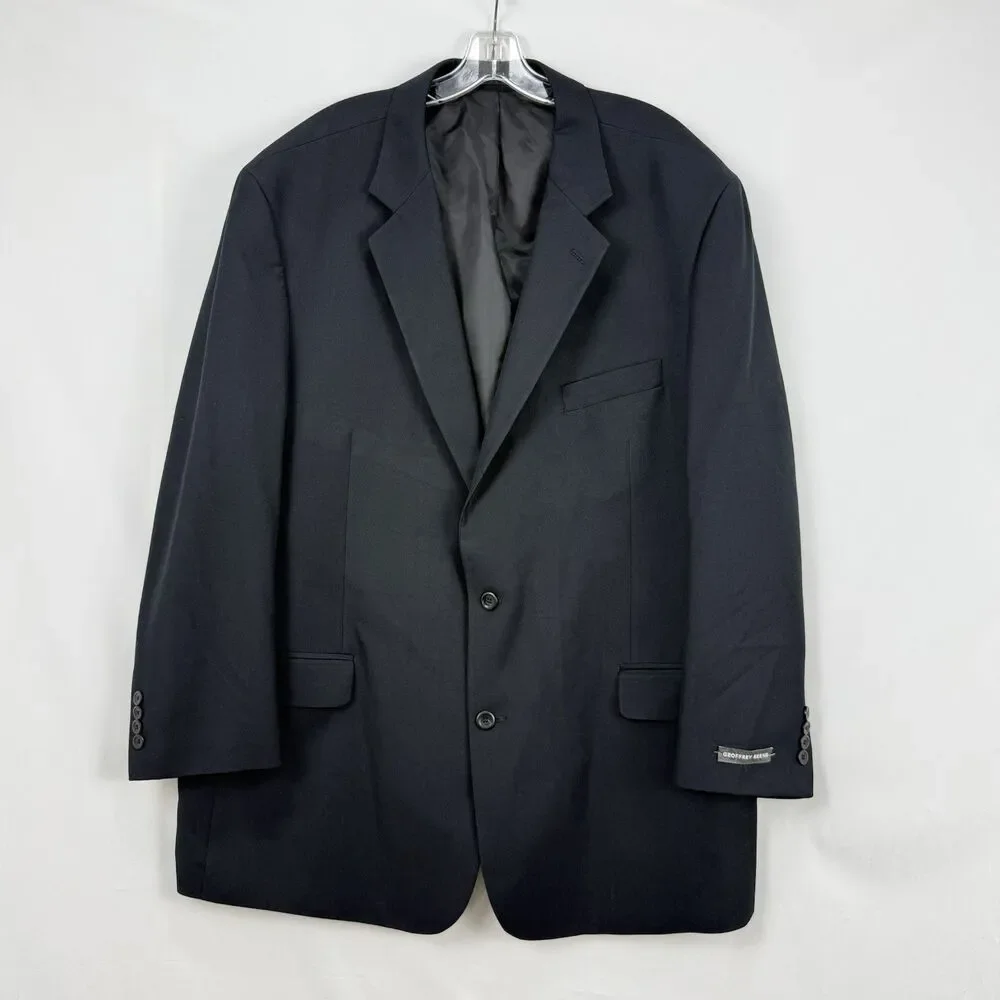 Vtg Geoffrey Beene 2 Piece Suit Mens 52R Pleated 48x30 Black 2 button Front